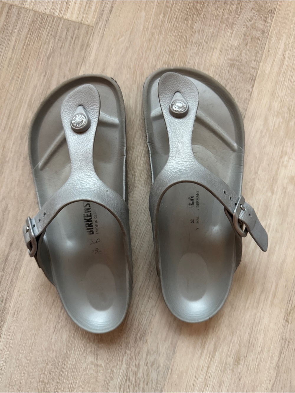 Birkenstock silver Thong Sandals size 36